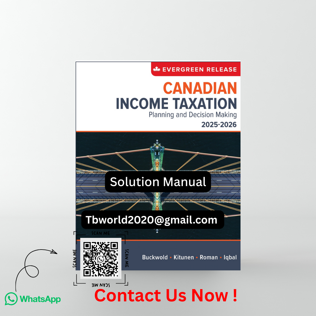 Canadian Income Taxation 2025/2026 Solution Manual PDF Buckwold Kitunen Roman Iqbal